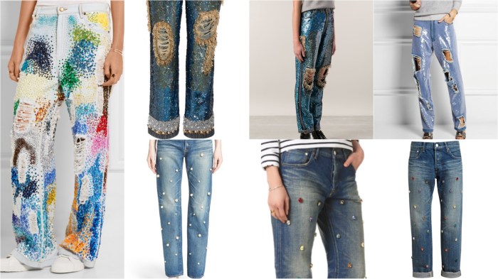 Ashish current season at Net-a-Porter, Ashish previous seasons (top row), Tu Es Mon Tresor jeans (bottom row)