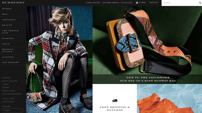 Burberry website July 2016