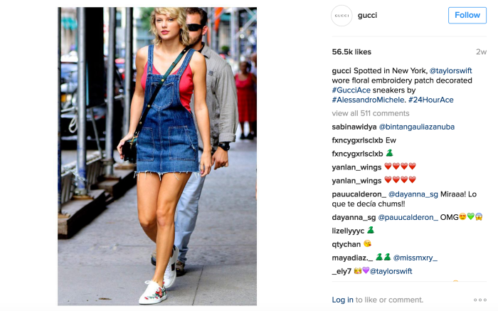 Taylor Swift, Gucci influencer