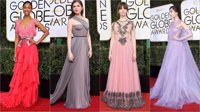 Zoe Saldana in Gucci, Anna Kendrick in Vionnet, Felicity Jones in Gucci, Hailee Steinfeld in Vera Wang