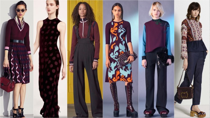 Bottega veneta, Nina ricci, Diesel Black Gold, Versace, Versace, Tory Burch pre-fall 17