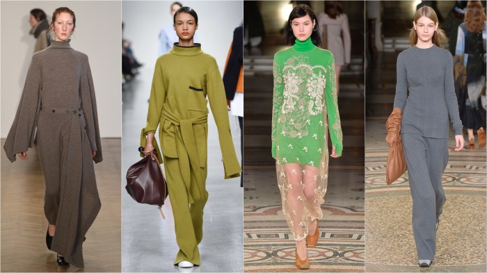 L to r: Pringle of Scotland, Eudon Choi, Stella McCartney, Stella McCartney