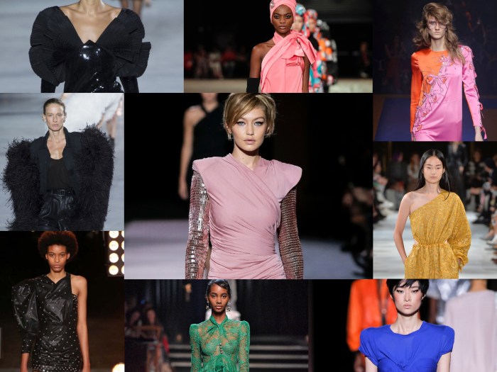 Clockwise from top left: Saint Laurent, Mac Jacobs, Gucci, Stella McCartney, Tom Ford, Erdem, Isabel Marant, Saint Laurent, Tom Ford